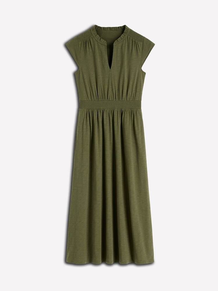 Boden Green Alba Smocked Jersey Midi Dress - Image 6 of 6