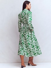 Zeleno - Boden Alexa Long Sleeve Midi Dress - Slika 3 od 5