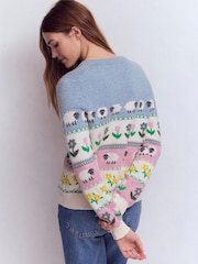 Boden Cream Edie Fair Isle Cardigan - Image 3 of 6