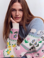 Boden Cream Edie Fair Isle Cardigan - Image 4 of 6