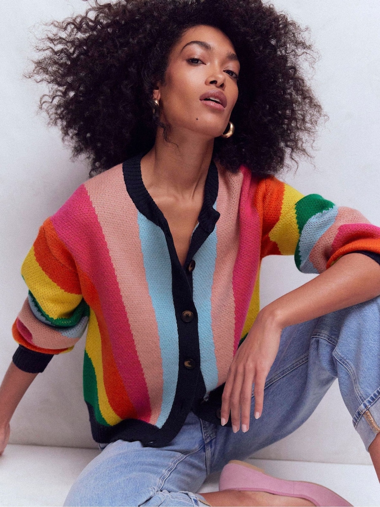 Boden Red Abi Jacquard Cardigan - Image 1 of 4