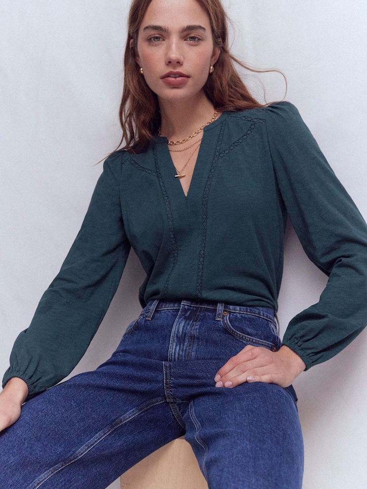 Boden Blue Poppy Long Sleeve Blouse - Image 1 of 4