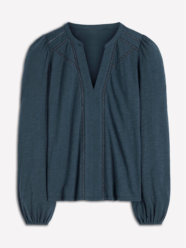 Boden Blue Poppy Long Sleeve Blouse - Image 4 of 4