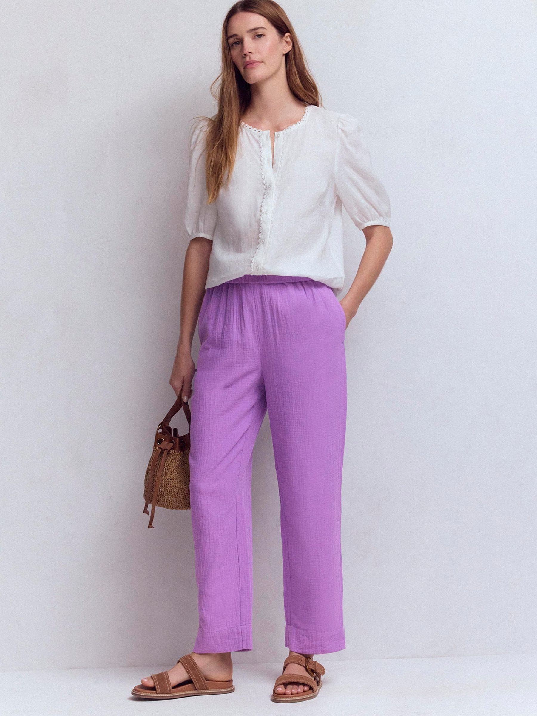 PLAN C プランシー パープル ワイドパンツ 36 Buy Boden Purple Cheesecloth Crop Trousers from Next USA