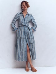 Boden Blue Ellie Cotton Maxi Shirt Dress - Image 1 of 5