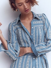 Boden Blue Ellie Cotton Maxi Shirt Dress - Image 4 of 5