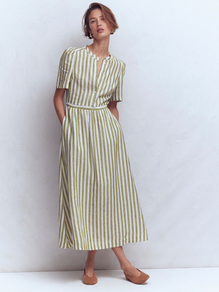 Boden Green Ivy Linen Midi Dress - Image 2 of 6