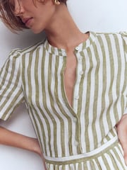 Boden Green Ivy Linen Midi Dress - Image 3 of 6