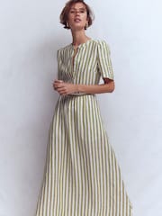 Boden Green Ivy Linen Midi Dress - Image 5 of 6