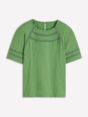 Boden Green Poppy Trim Crew T-Shirt - Image 5 of 5