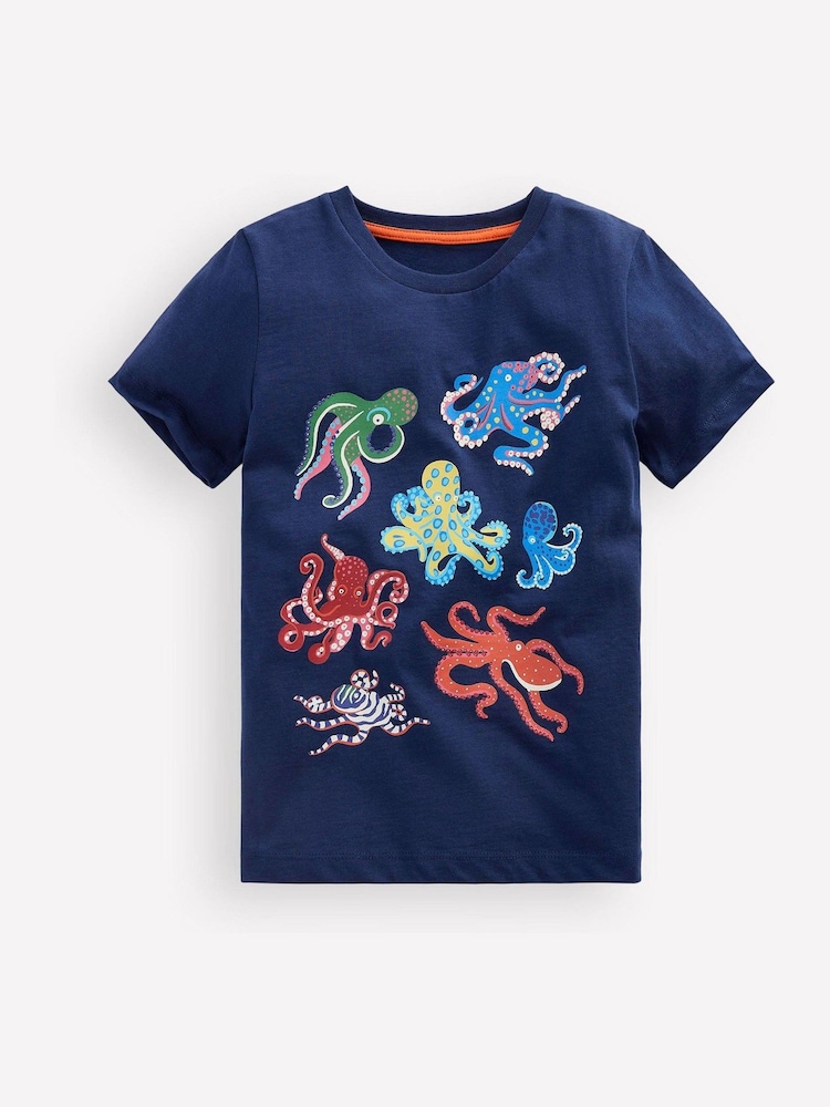 Bleu - Monstres de la mer - T-shirt Boden glow-in-the-dark - Image 1 de 3