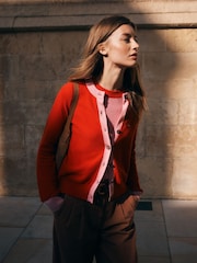 Boden Red Grace Colour Block Cardigan - Image 1 of 7