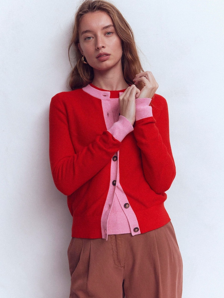 Boden Red Grace Colour Block Cardigan - Image 2 of 7
