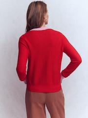 Boden Red Grace Colour Block Cardigan - Image 3 of 7
