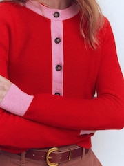 Boden Red Grace Colour Block Cardigan - Image 5 of 7