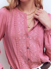 Boden Pink Embroidered Jersey Shirt - Image 2 of 5