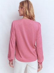 Boden Pink Embroidered Jersey Shirt - Image 3 of 5