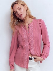 Boden Pink Embroidered Jersey Shirt - Image 4 of 5