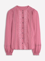Boden Pink Embroidered Jersey Shirt - Image 5 of 5