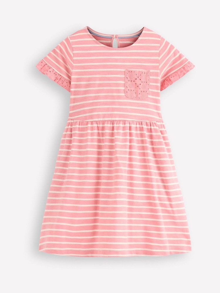 Boden Pink Broderie Pocket Jersey Dress - Image 1 of 3