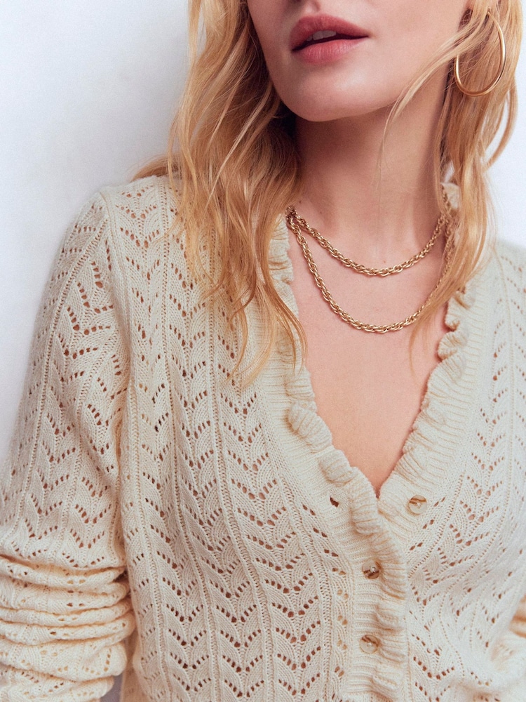 Boden Cream Eloise Frill Henley Jumper - Image 2 of 7