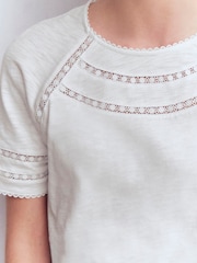 Boden White Poppy Trim Crew T-Shirt - Image 2 of 5