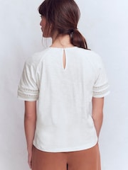 Boden White Poppy Trim Crew T-Shirt - Image 3 of 5