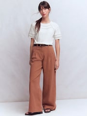 Boden White Poppy Trim Crew T-Shirt - Image 4 of 5