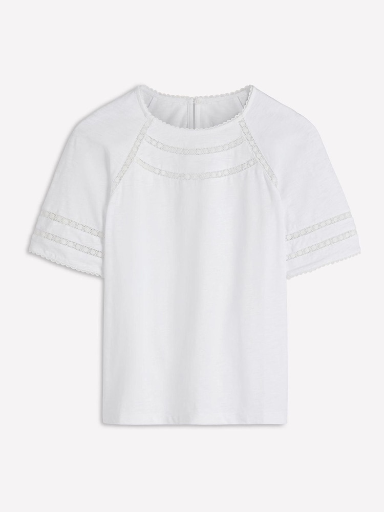 Boden White Poppy Trim Crew T-Shirt - Image 5 of 5 Boden White Poppy Trim Crew T-Shirt - Image 5 of 5