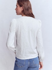 Boden White Poppy Long Sleeve Blouse - Image 3 of 5