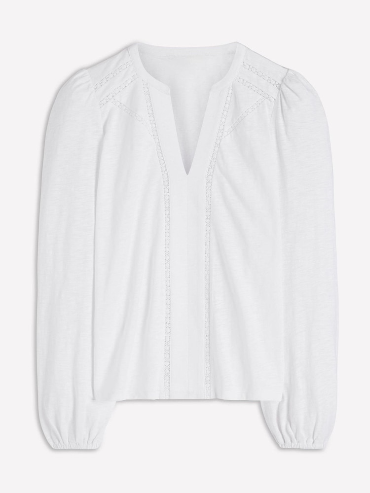 Boden White Poppy Long Sleeve Blouse - Image 5 of 5