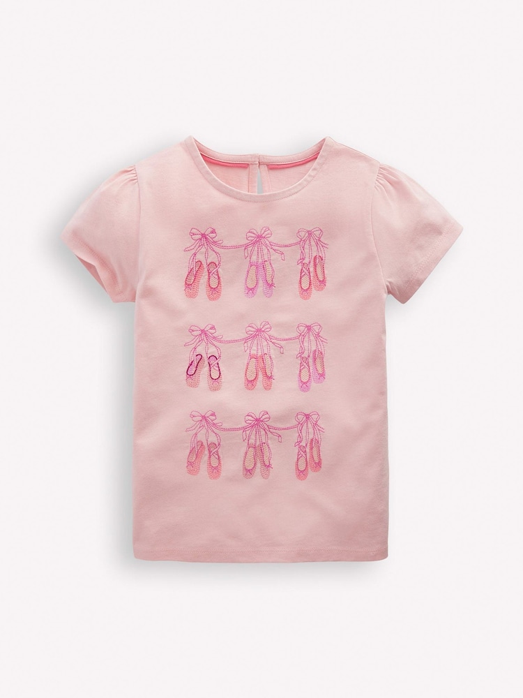 Boden Pink Puff Sleeve Superstitch Top - Image 1 of 3