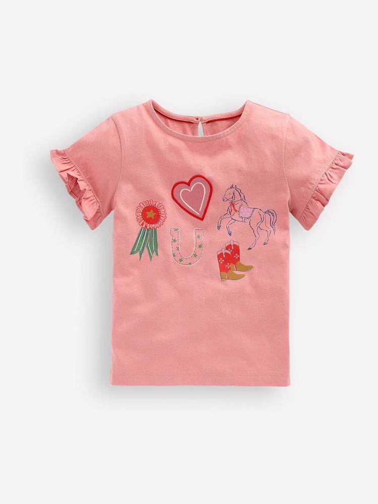 Boden Pink Pretty Frill T-Shirt - Image 1 of 3