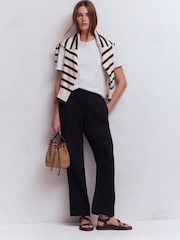 Boden Black Pull-On Double Cloth Trousers - Image 1 of 5