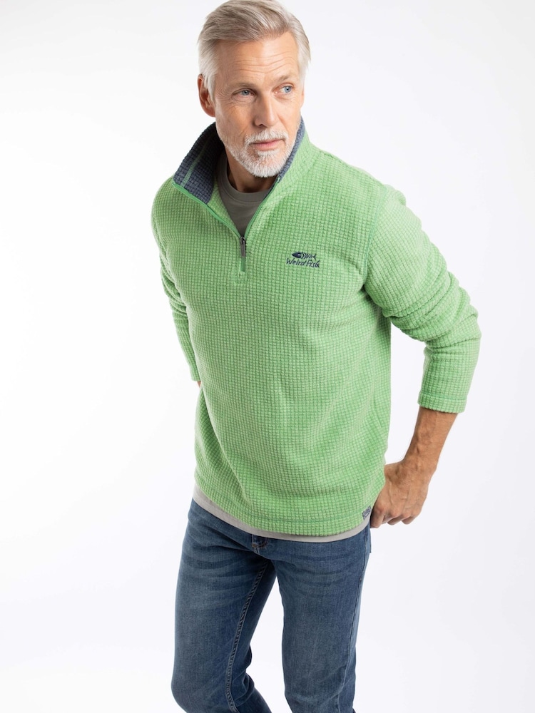 Weird Fish Green Newark Quarter Zip Grid Fleece - Image 1 of 7