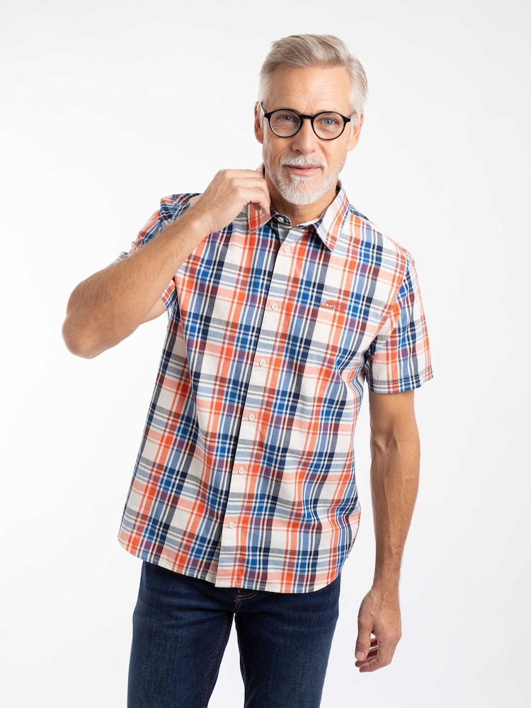 لون كريم فاتح - قميص Judd نقش مربعات بكُم قصير من Weird Fish - صورة 1 من 6