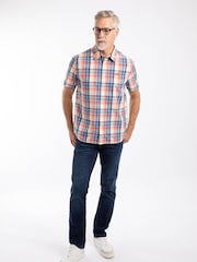 لون كريم فاتح - قميص Judd نقش مربعات بكُم قصير من Weird Fish - صورة 2 من 6