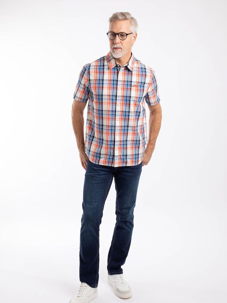 لون كريم فاتح - قميص Judd نقش مربعات بكُم قصير من Weird Fish - صورة 2 من 6