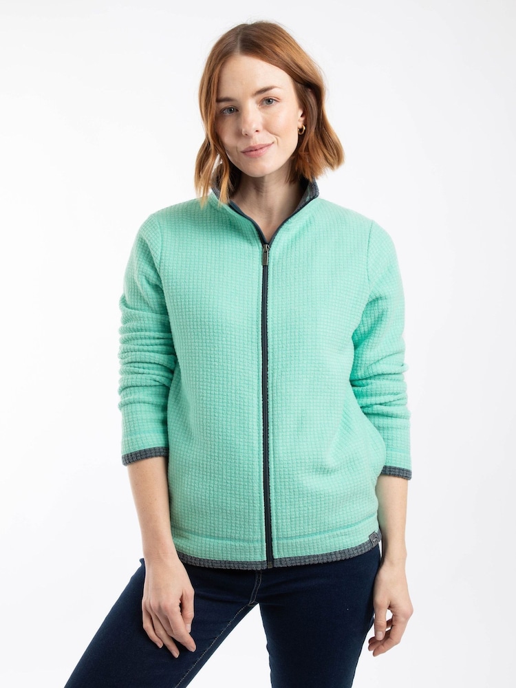 Weird Fish Green Ariana Full Zip Grid Fleece - Image 1 of 7