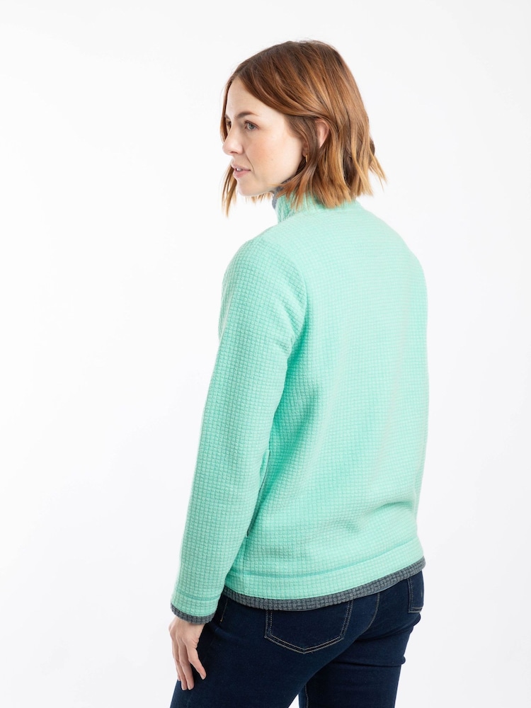 Weird Fish Green Ariana Full Zip Grid Fleece - Image 2 of 7