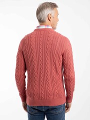 Weird Fish Red Griffen Cable Knit Jumper - Image 2 of 6