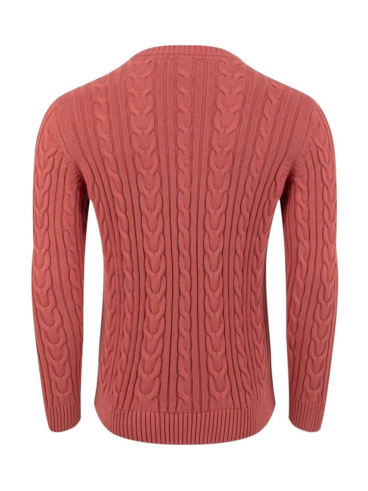 Weird Fish Red Griffen Cable Knit Jumper - Image 6 of 6 Weird Fish Red Griffen Cable Knit Jumper - Image 6 of 6
