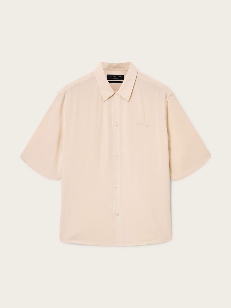 AllSaints Brown Baron Short Sleeve Shirt - Image 7 of 7 AllSaints Brown Baron Short Sleeve Shirt - Image 7 of 7