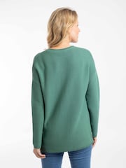 أخضر - كنزة محبوكة بياقة بحافة مستديرة Dalla من Weird Fish - صورة 2 من 7