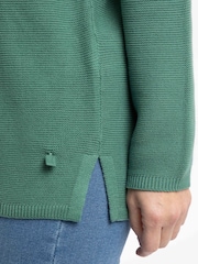 أخضر - كنزة محبوكة بياقة بحافة مستديرة Dalla من Weird Fish - صورة 5 من 7