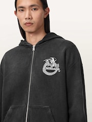 AllSaints Black Terra Zip Through Hoodie - Image 1 of 7