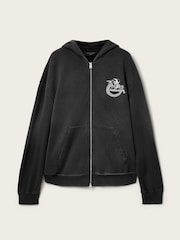 AllSaints Black Terra Zip Through Hoodie - Image 6 of 7