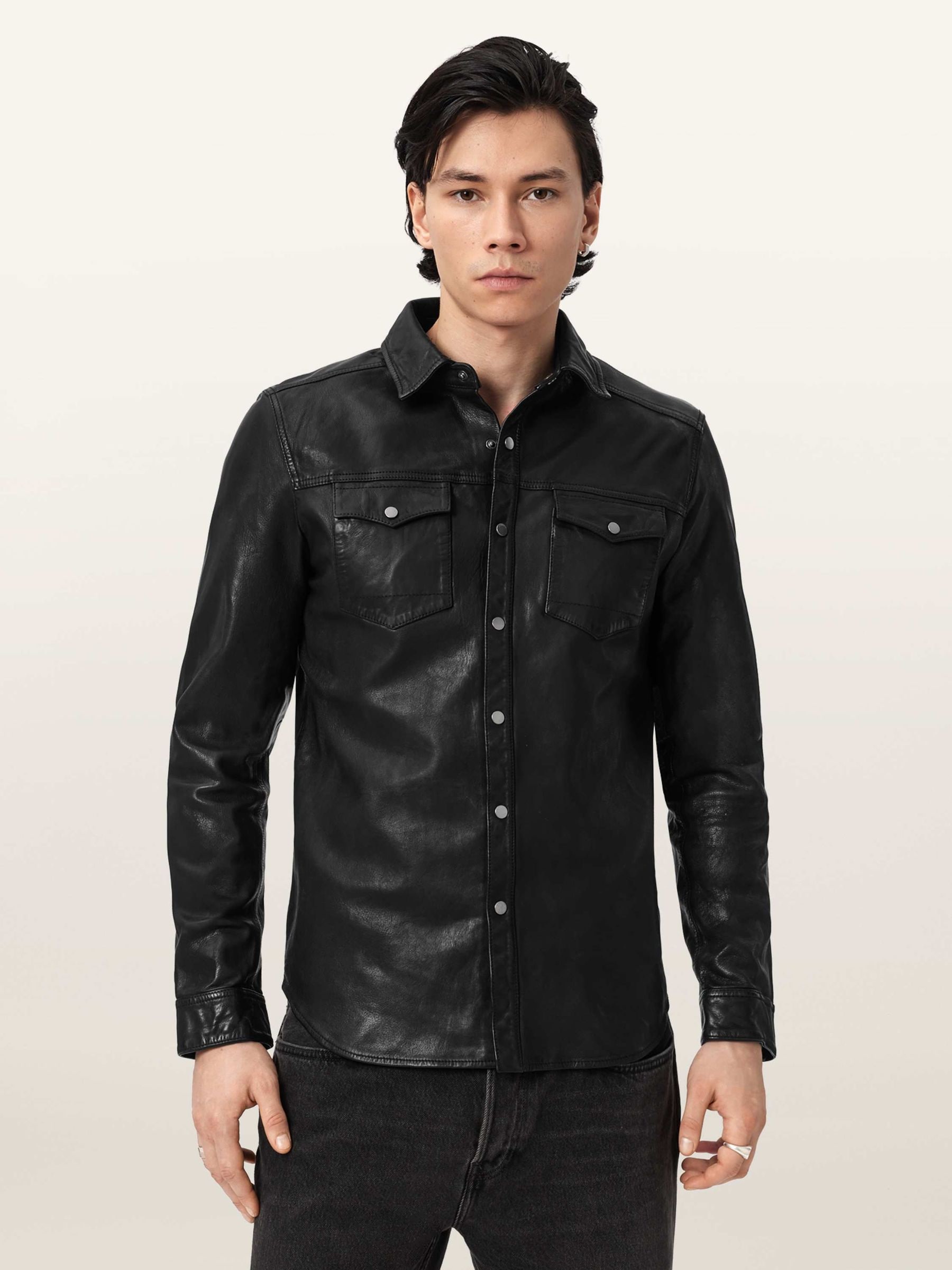 Buy AllSaints Black Irwin Leather Shirt from Next USA