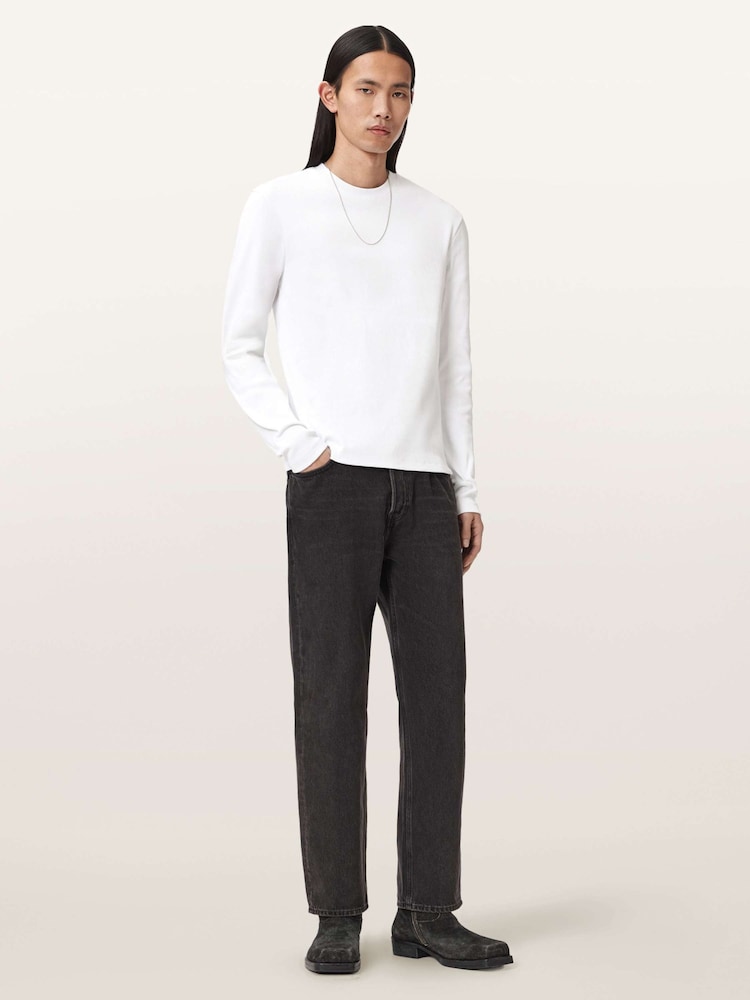 AllSaints White Theo Long Sleeve Crew Neck T-Shirt - Image 2 of 6