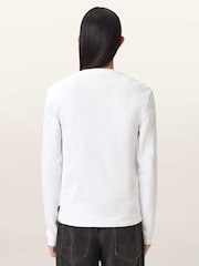AllSaints White Theo Long Sleeve Crew Neck T-Shirt - Image 4 of 6